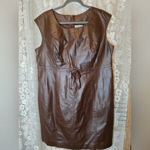 Jessica London, Brown 100% Leather Dress, Sleeveless 16